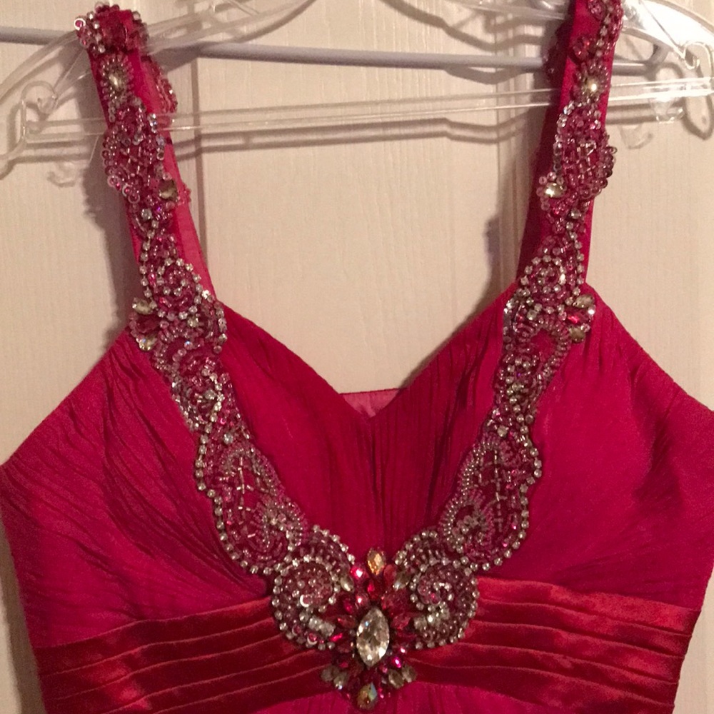 Pink beaded semi-formal dress